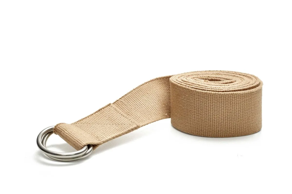 Yoga Belt | Organic Cotton Strap for Stretching | Yoga Practitioners & Gym-goers | Beige